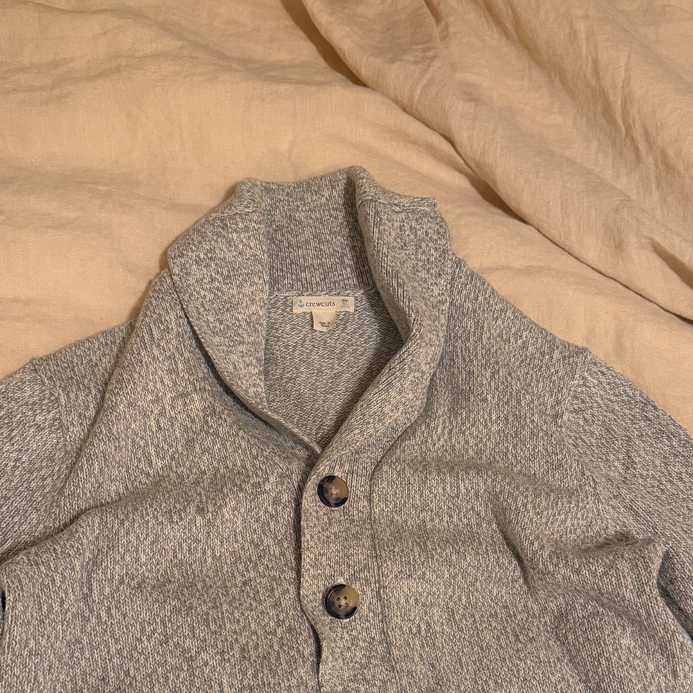 Crewcuts by J. Crew Gray Shawl Collar Cardigan kids size XL, fits like a W small